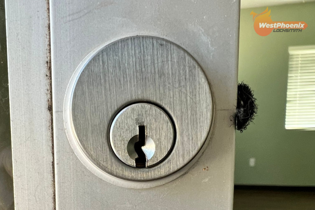 Deadbolt lock cylinder rekeying service by residential locksmith in Phoenix AZ