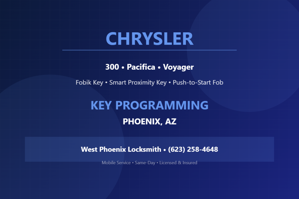 Chrysler key programming and fobik key replacement service in Phoenix, AZ — West Phoenix Locksmith