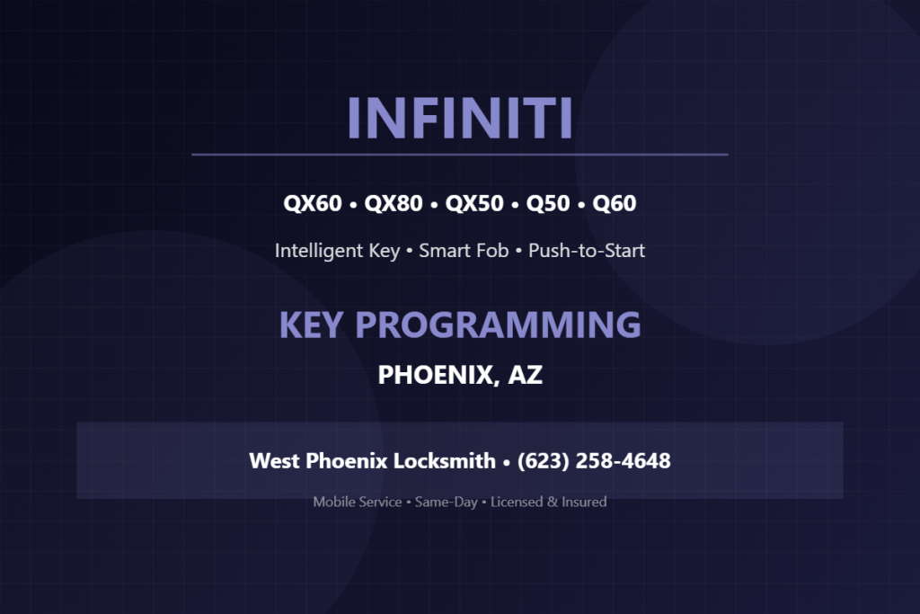 Infiniti key programming and intelligent key replacement in Phoenix, AZ — West Phoenix Locksmith
